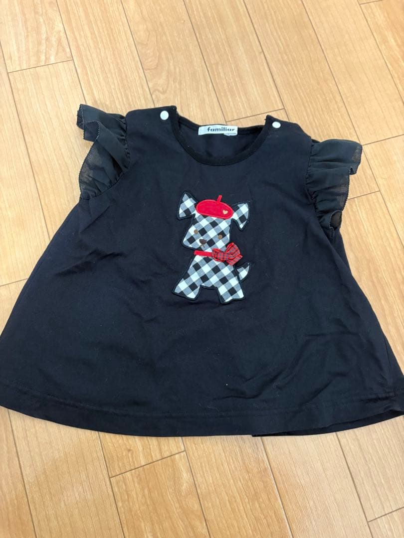 ファミリア familiar 犬アップリケ チュニックトップス ブラック90