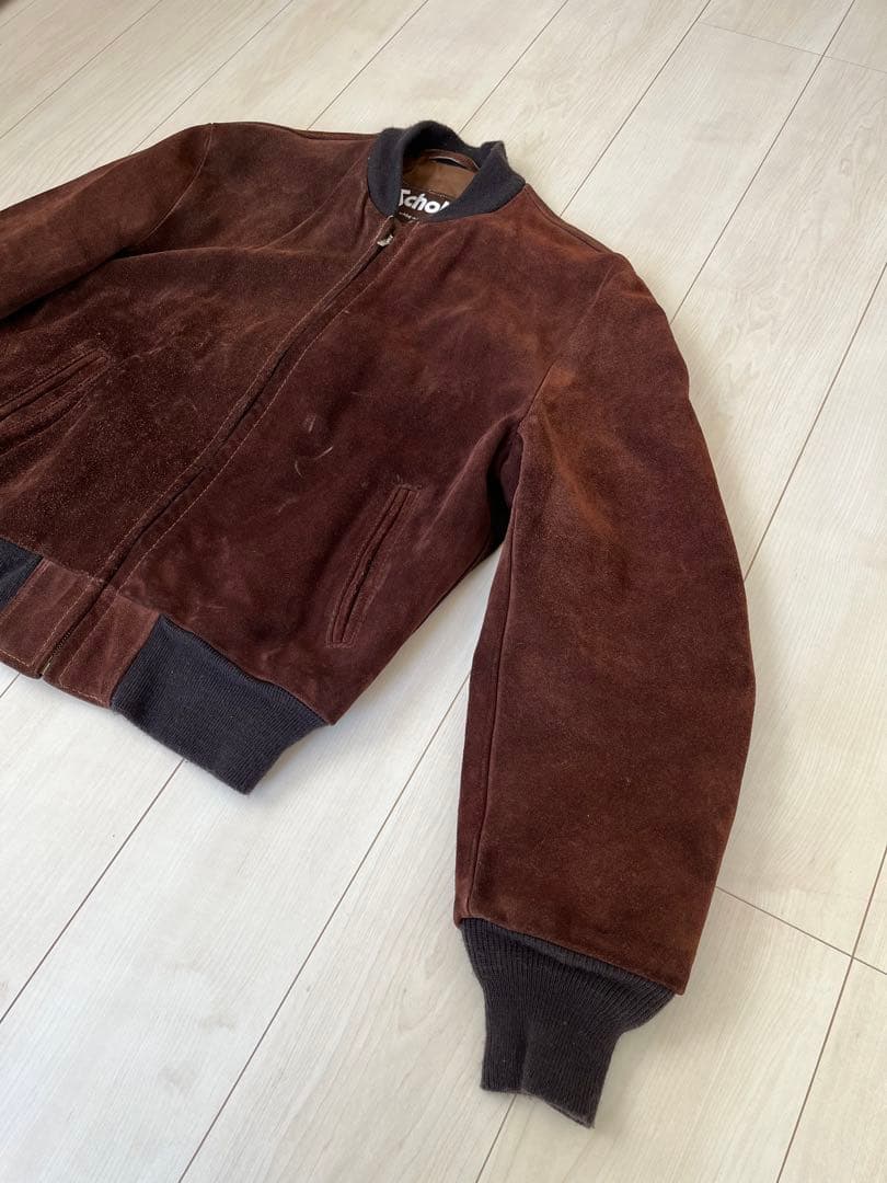 Schott ショット　ダークブラウン スウェード　レザー　ブルゾン　42