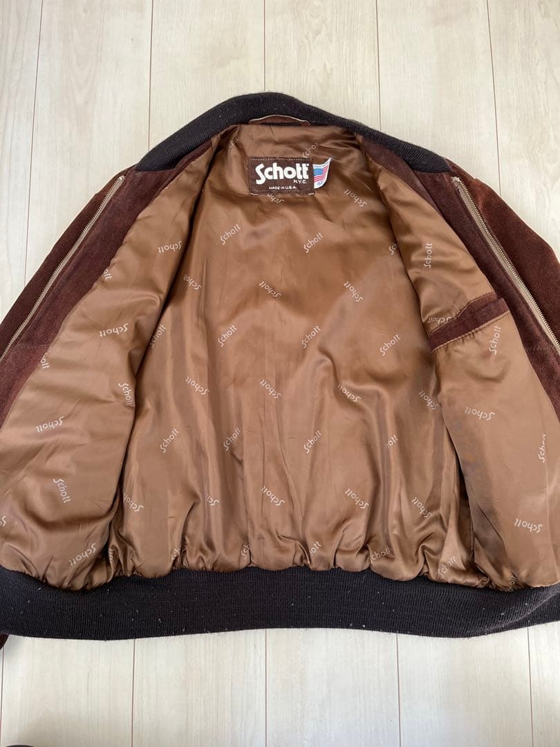 Schott ショット　ダークブラウン スウェード　レザー　ブルゾン　42