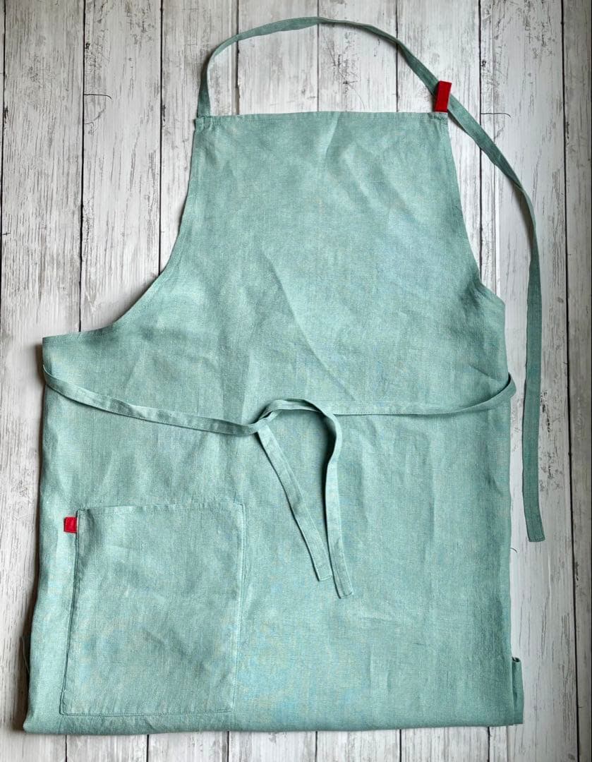 【美品】LINO E LINA フルエプロン マノン アクアブルー