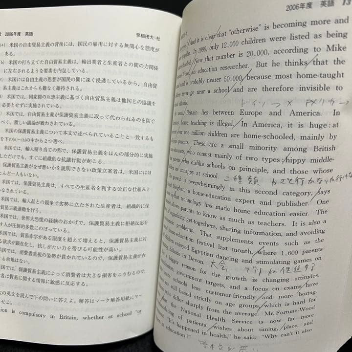 赤本　早稲田大学　社会科学部　2000年～2018年　19年分
