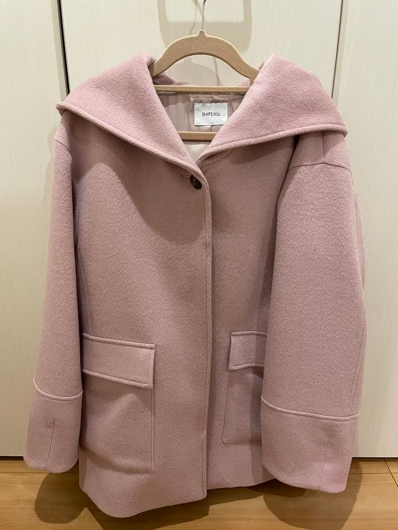 SHIPS フード付き　ピンクコート