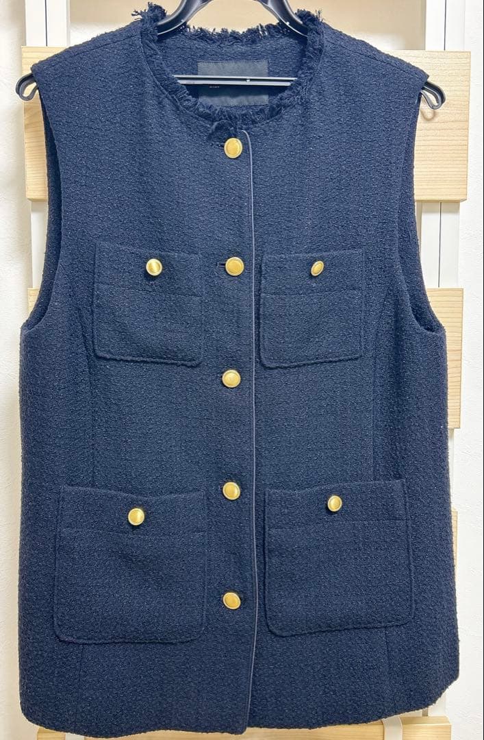 【新品】green label relaxing ツイードフリンジポケットベスト