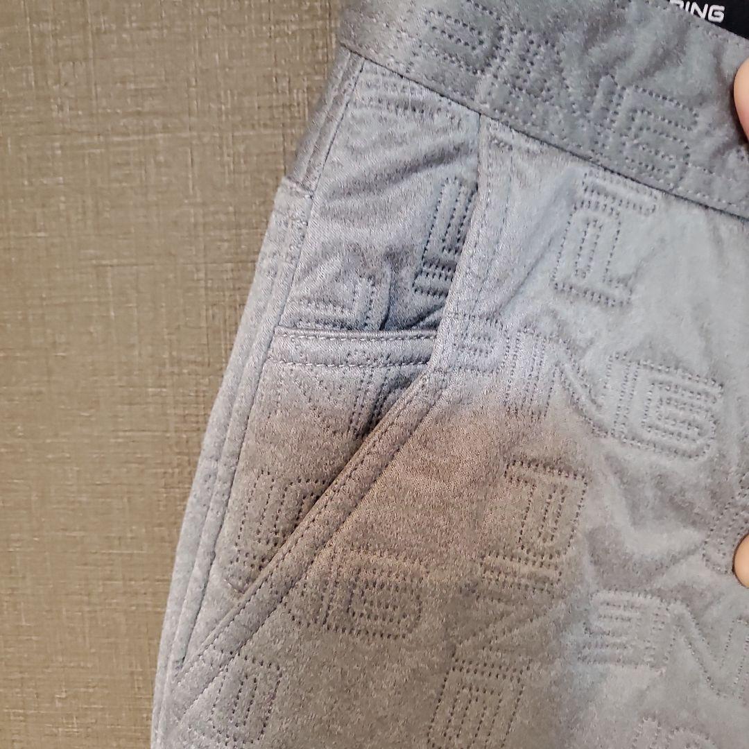 PING 中綿パンツ 裏起毛 ロゴ柄グレー