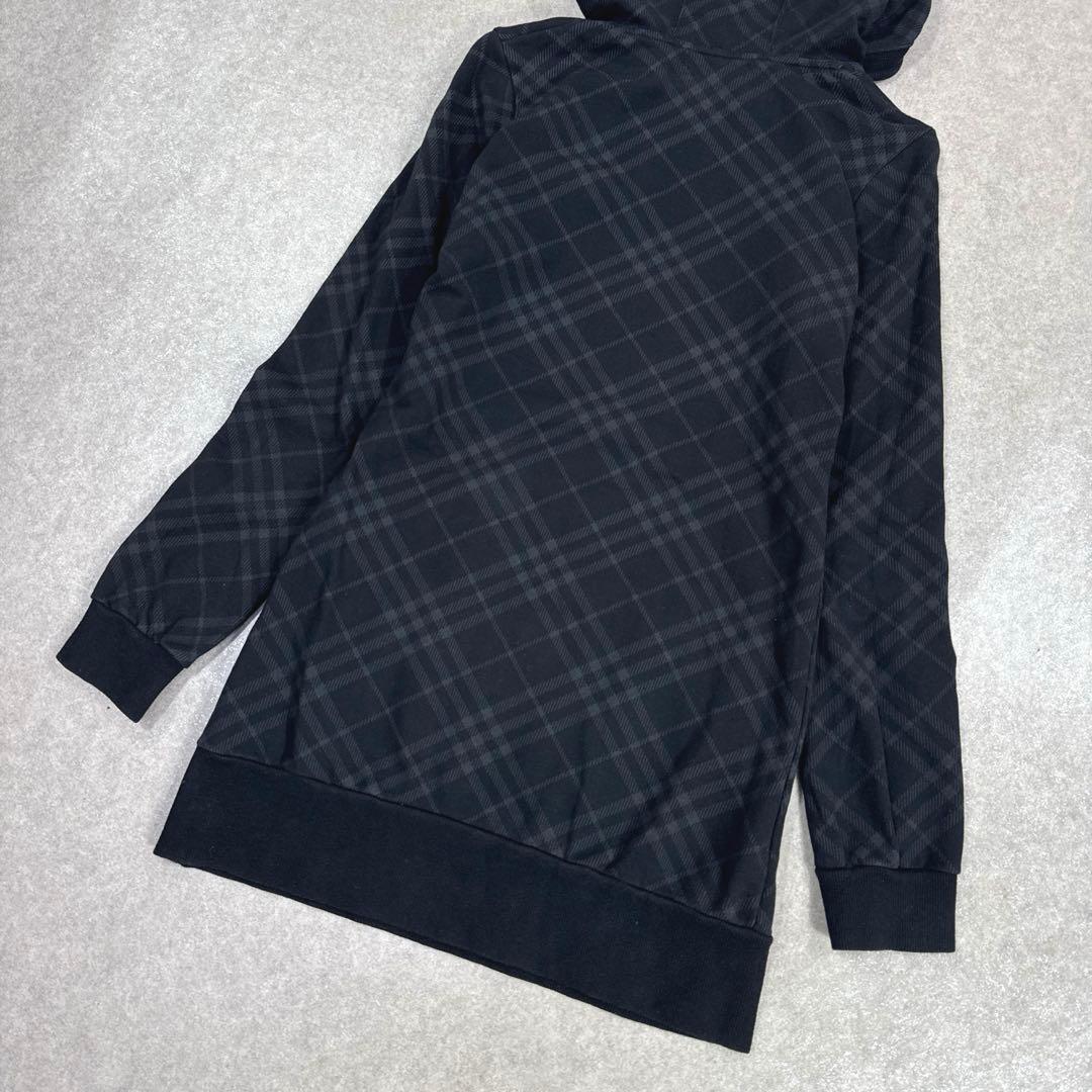 BURBERRY BLUE LABEL ブラック チェック ロングパーカー 38
