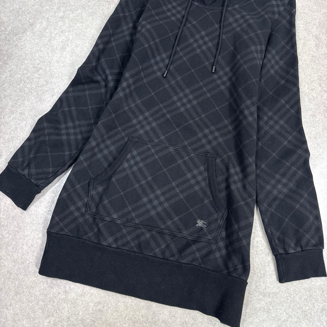 BURBERRY BLUE LABEL ブラック チェック ロングパーカー 38