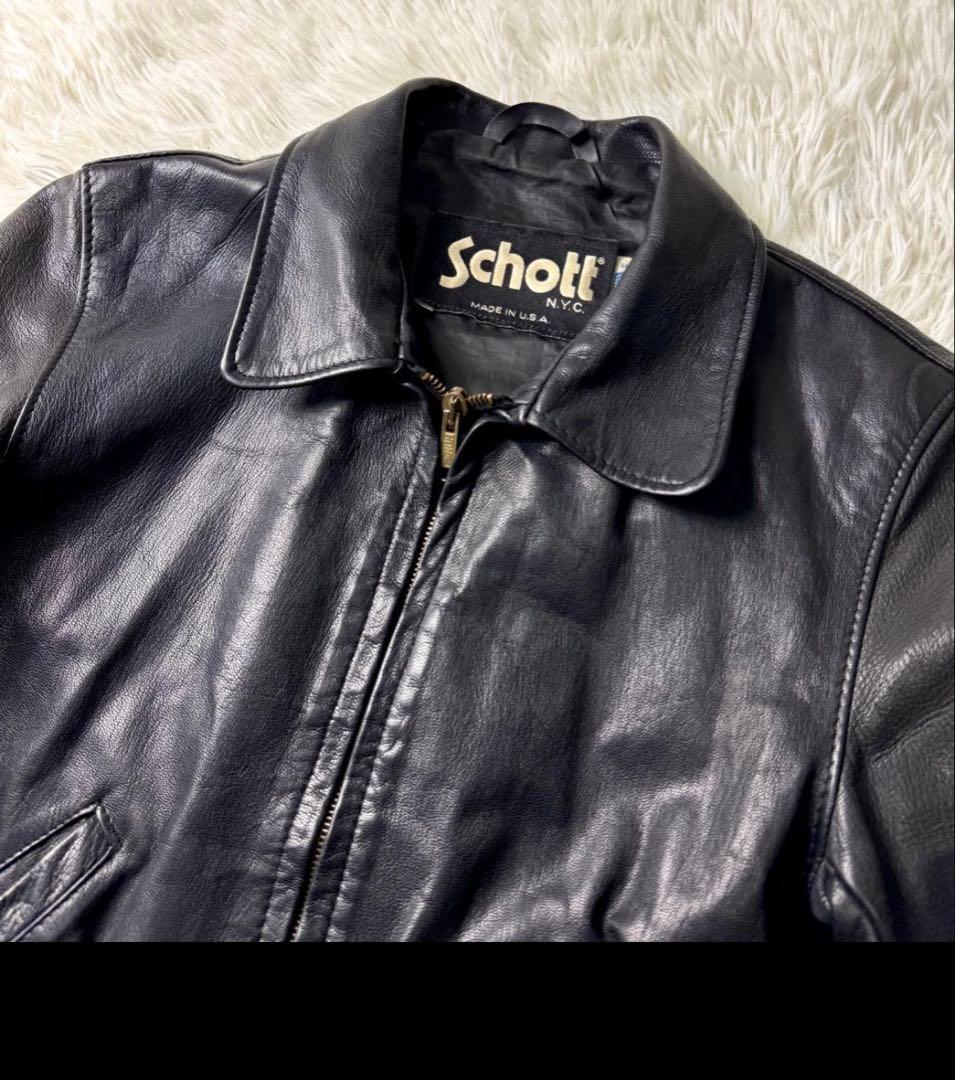 希少✨schott トラッカージャケット　ブラック　247W 本革　レザー