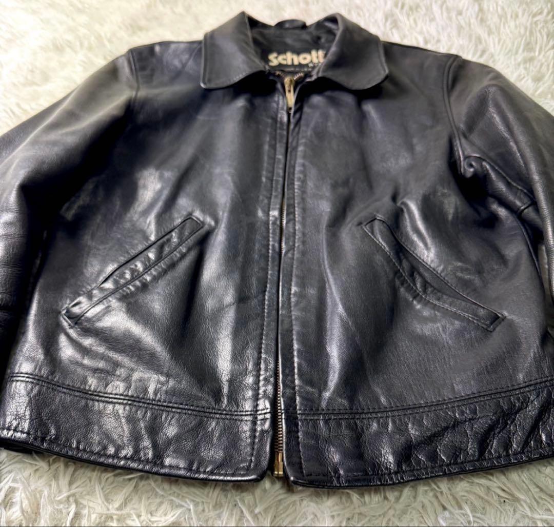 希少✨schott トラッカージャケット　ブラック　247W 本革　レザー
