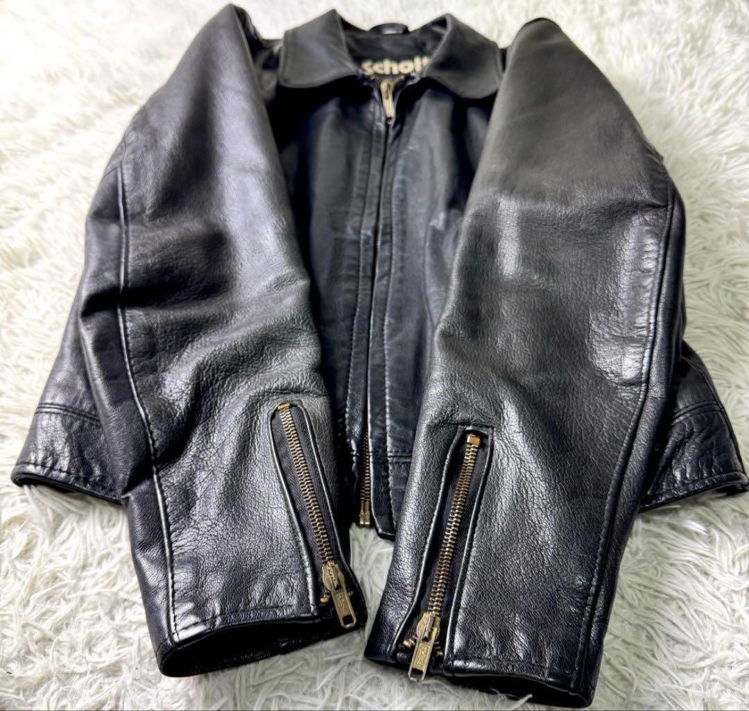 希少✨schott トラッカージャケット　ブラック　247W 本革　レザー
