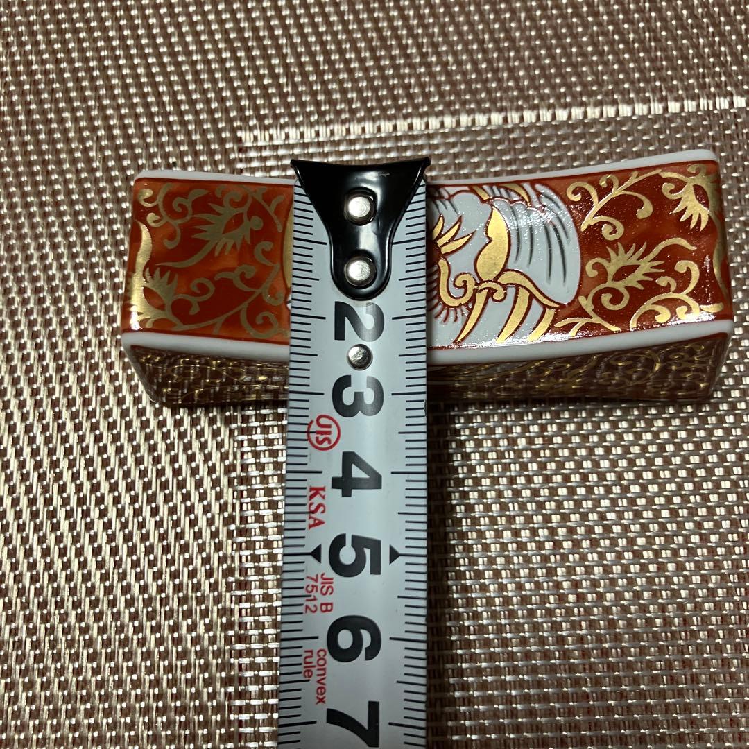 龍峰窯　赤絵金彩鳳凰紋　鳳凰箸置き揃　金襴手