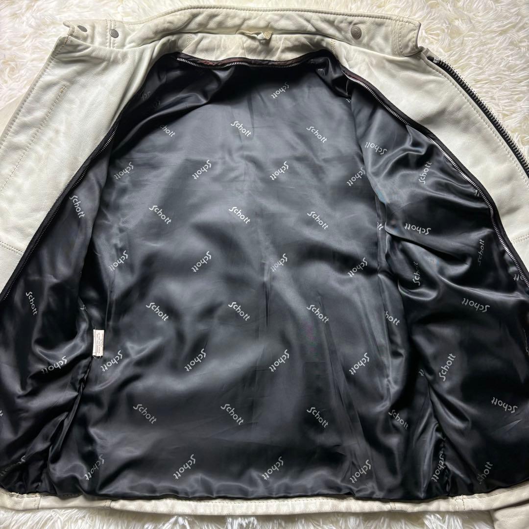 希少　　Schott 641 シングルライダースジャケット 40 ホワイト