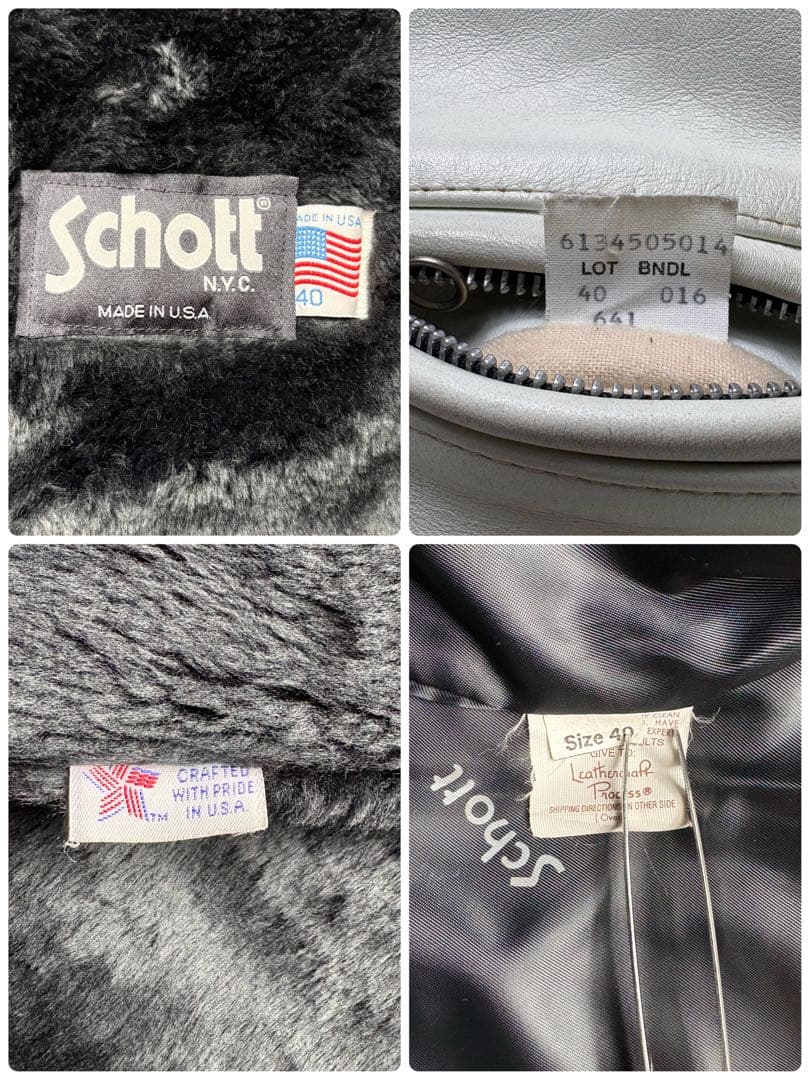 希少　　Schott 641 シングルライダースジャケット 40 ホワイト
