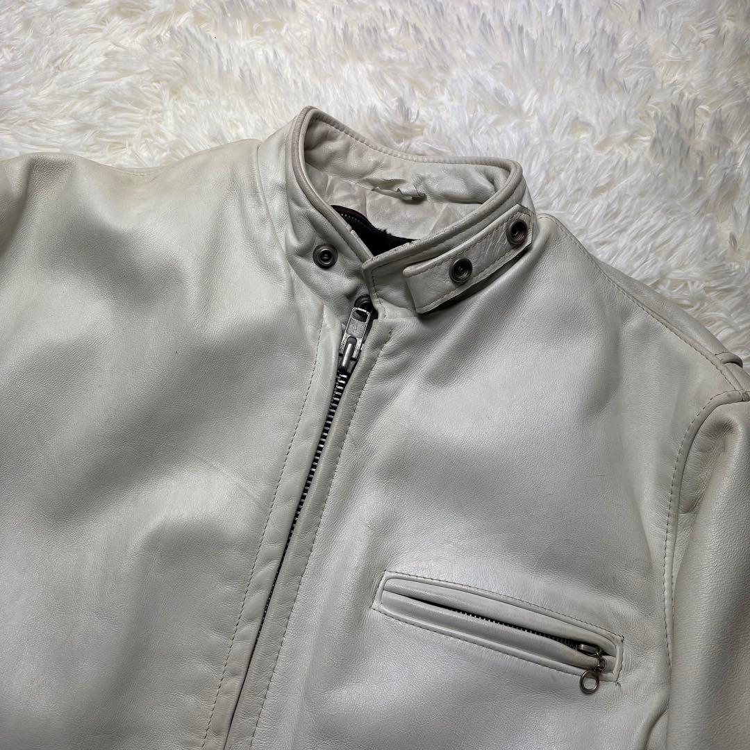 希少　　Schott 641 シングルライダースジャケット 40 ホワイト