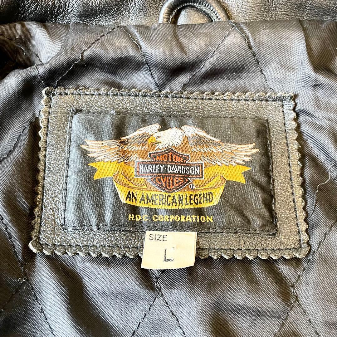 Harley-Davidson 本革 シングルライダースジャケット Lサイズ 炎