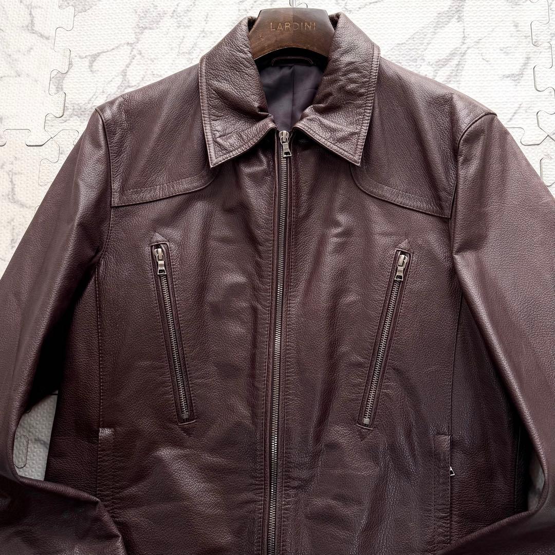 PS Paul Smith ポールスミス ライダースジャケット 牛革 ブラウン系