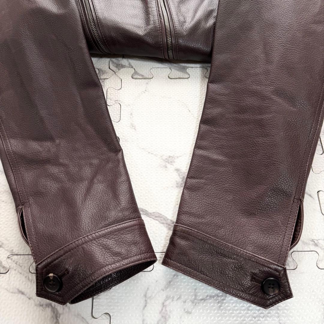 PS Paul Smith ポールスミス ライダースジャケット 牛革 ブラウン系