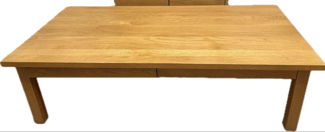【しいたけ】無印良品 無垢材ローテーブル120×60×35 引き出し付