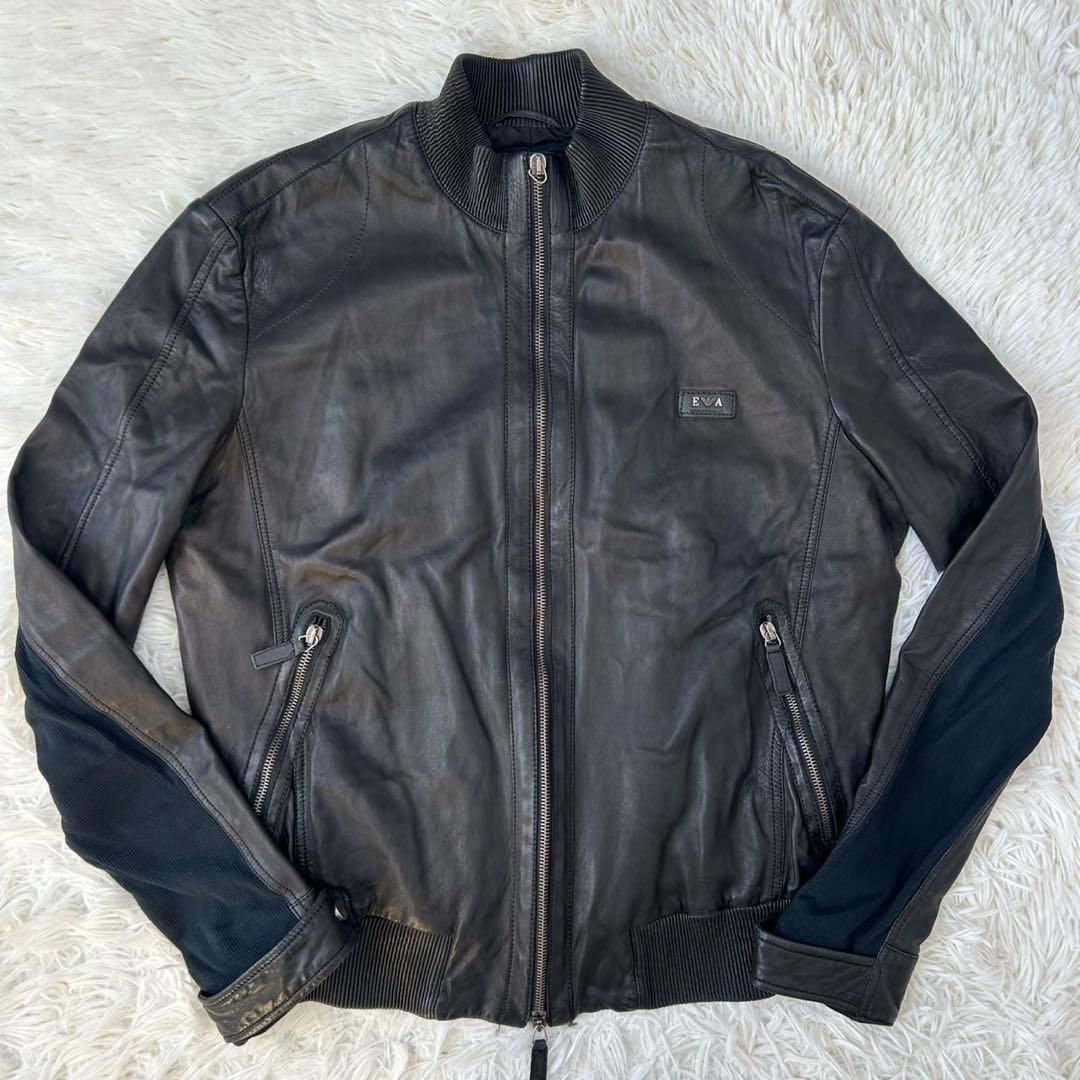 【美品】エンポリオ アルマーニ レザージャケット レザー ブルゾン ライダース