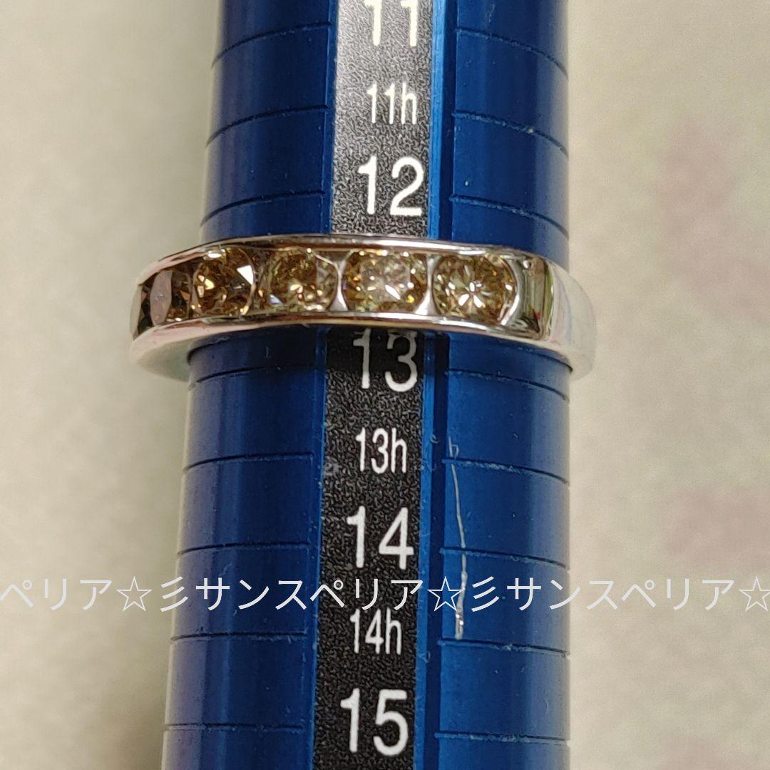 Pt900 ライトオレンジブラウンダイヤモンド一文字の1.00ctリング