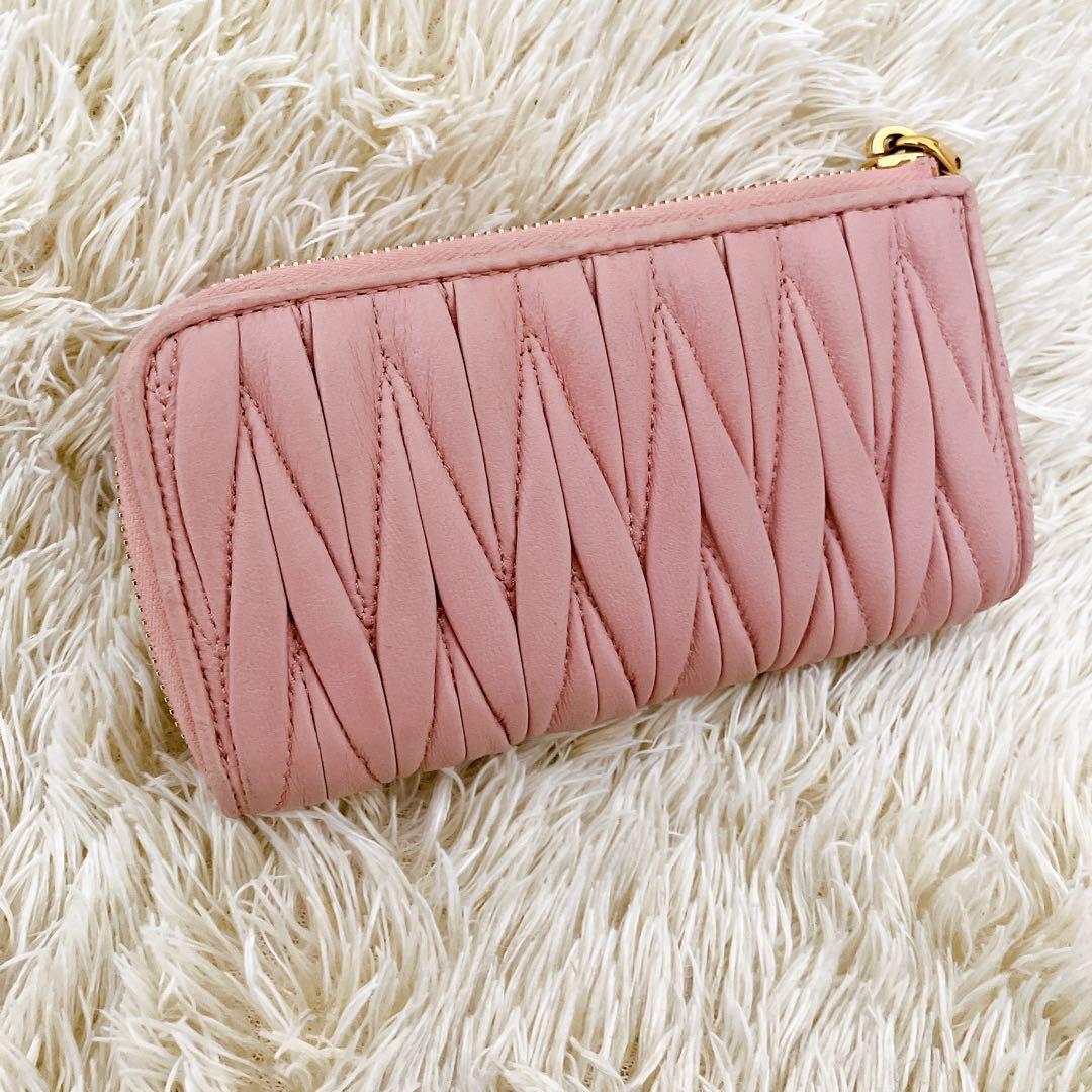 ミュウミュウ♡ケース マテラッセ ピンク ベージュ系 ゴールド金具