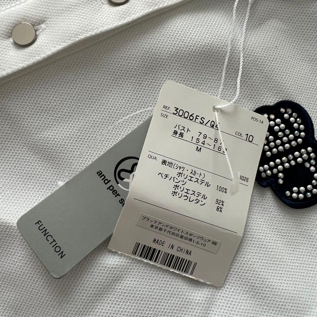 【新品】and per se アンパスィ　ワンピース　半袖　ゴルフ　ロゴ　柄　M