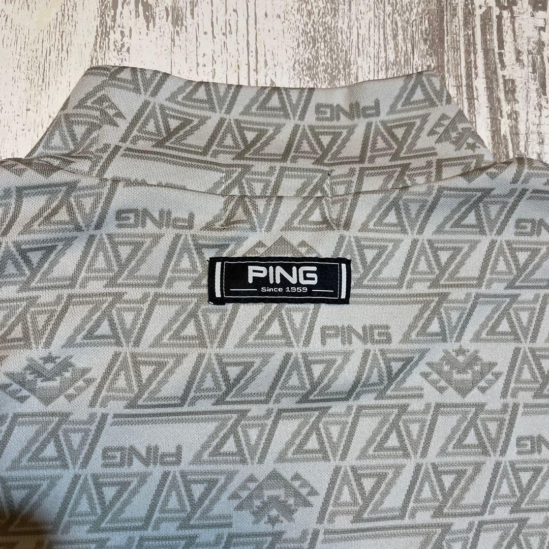 PING ピン ゴルフウェア　長袖　モックネックシャツ Lサイズ　グレー