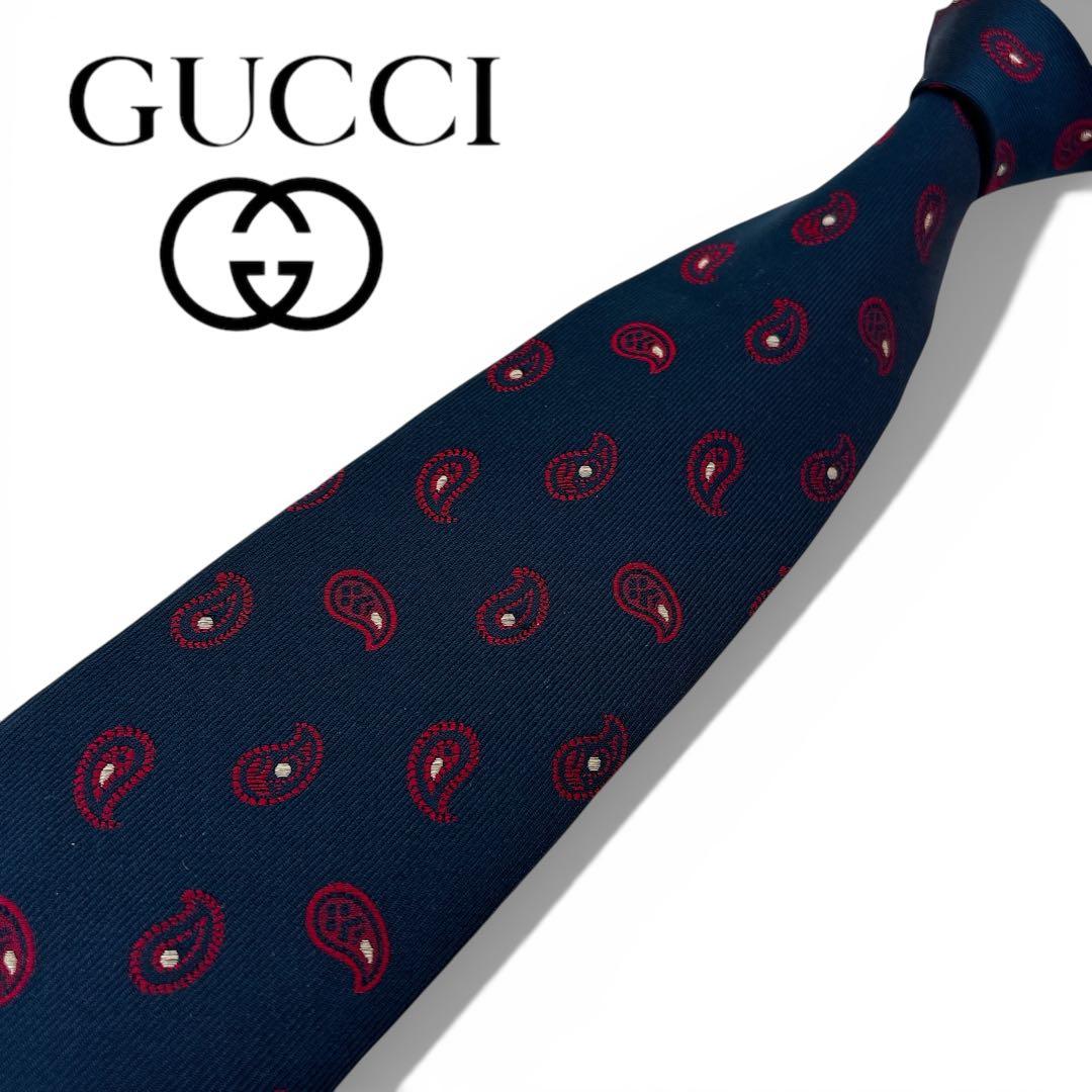 【美品】GUCCIグッチ /シルクネクタイ/ペイズリー柄/フォーマル/ビジネス