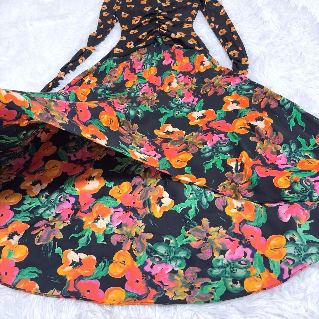 DIANE von FURSTENBERG 花柄ワンピース　シルク混　ブラック