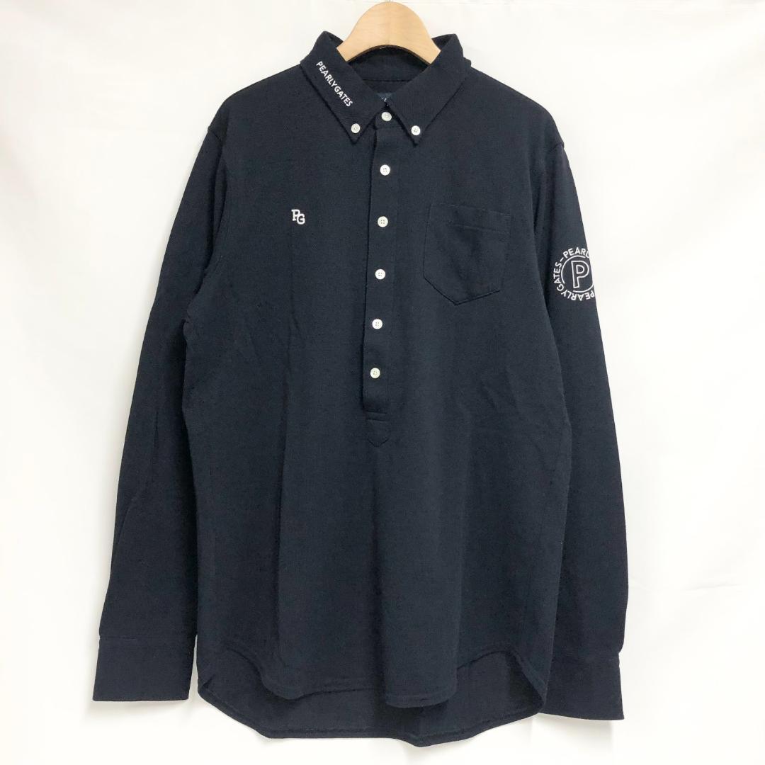 ○★新品未使用　PEARLY GATES　ロゴ 長袖ポロシャツ　5　ネイビー