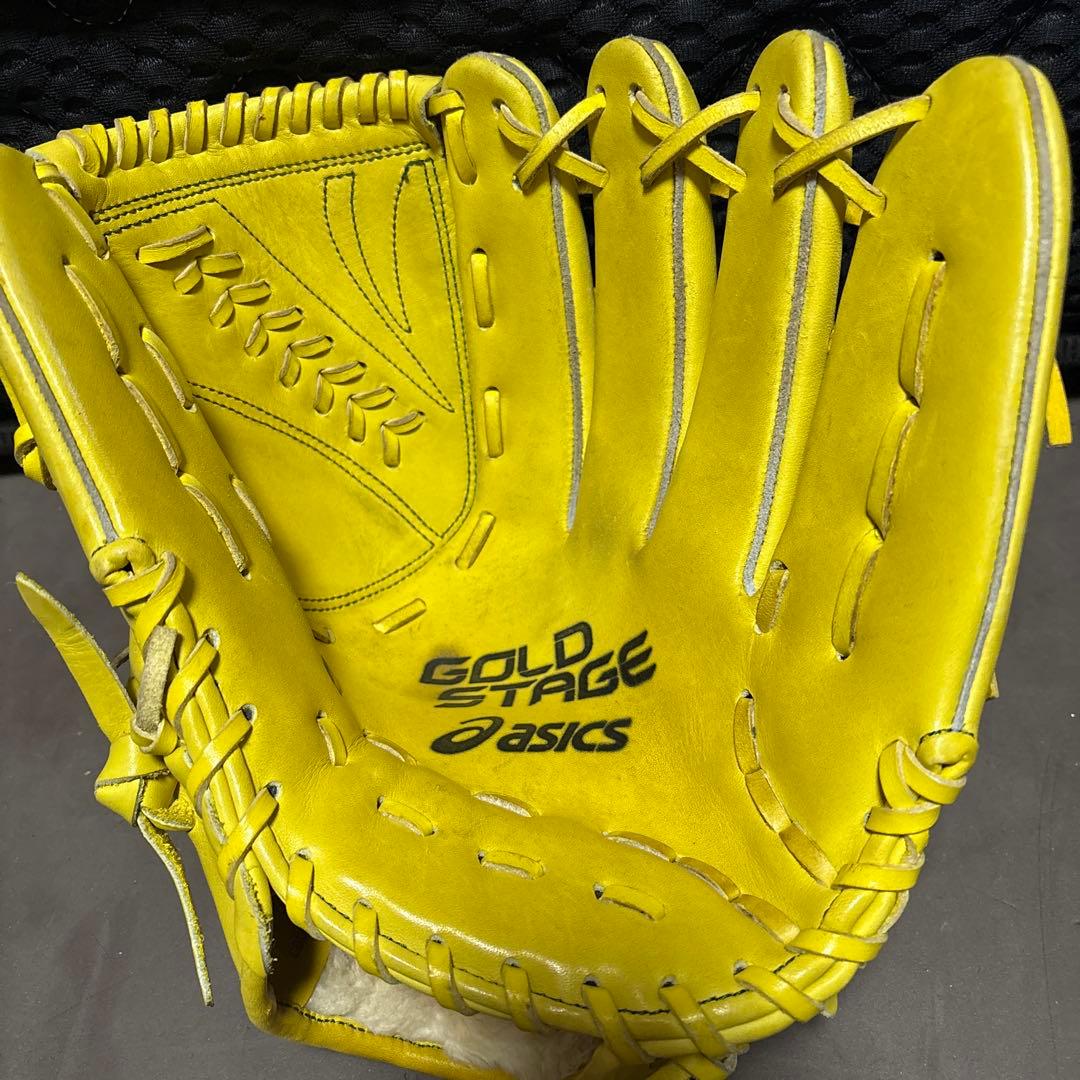 asics GOLD STAGE イエロー グローブ投手用、軟式用