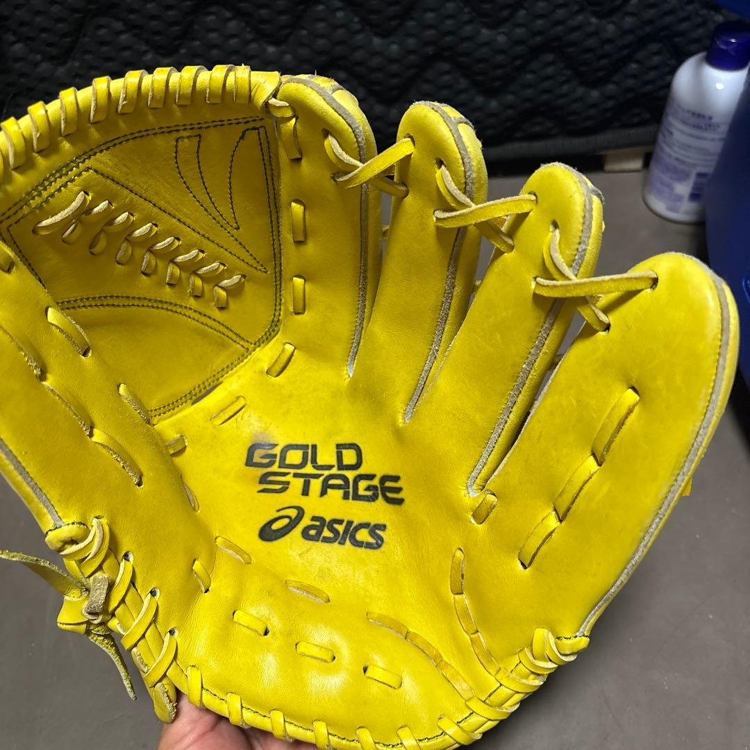 asics GOLD STAGE イエロー グローブ投手用、軟式用