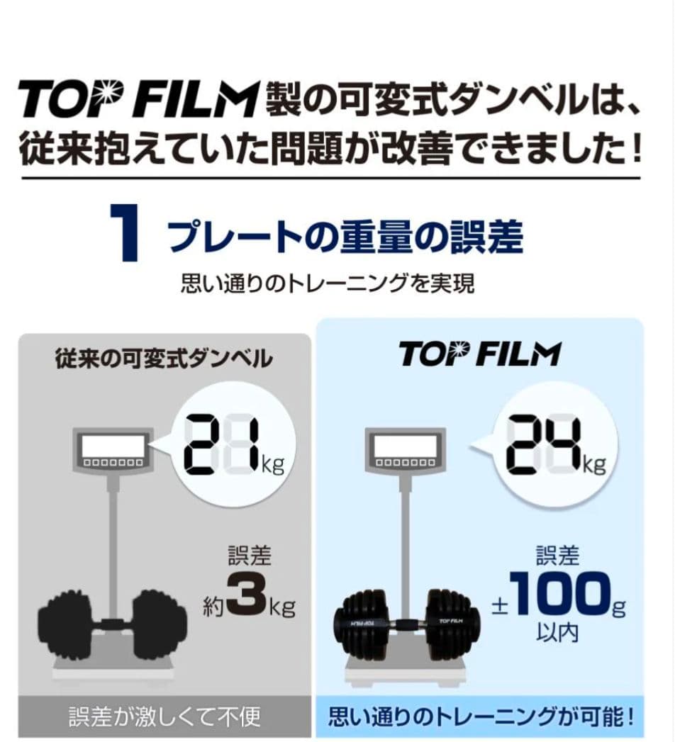 可変式ダンベル 24kg｜15段階調整式静音設計省スペース収納高品質安全構造