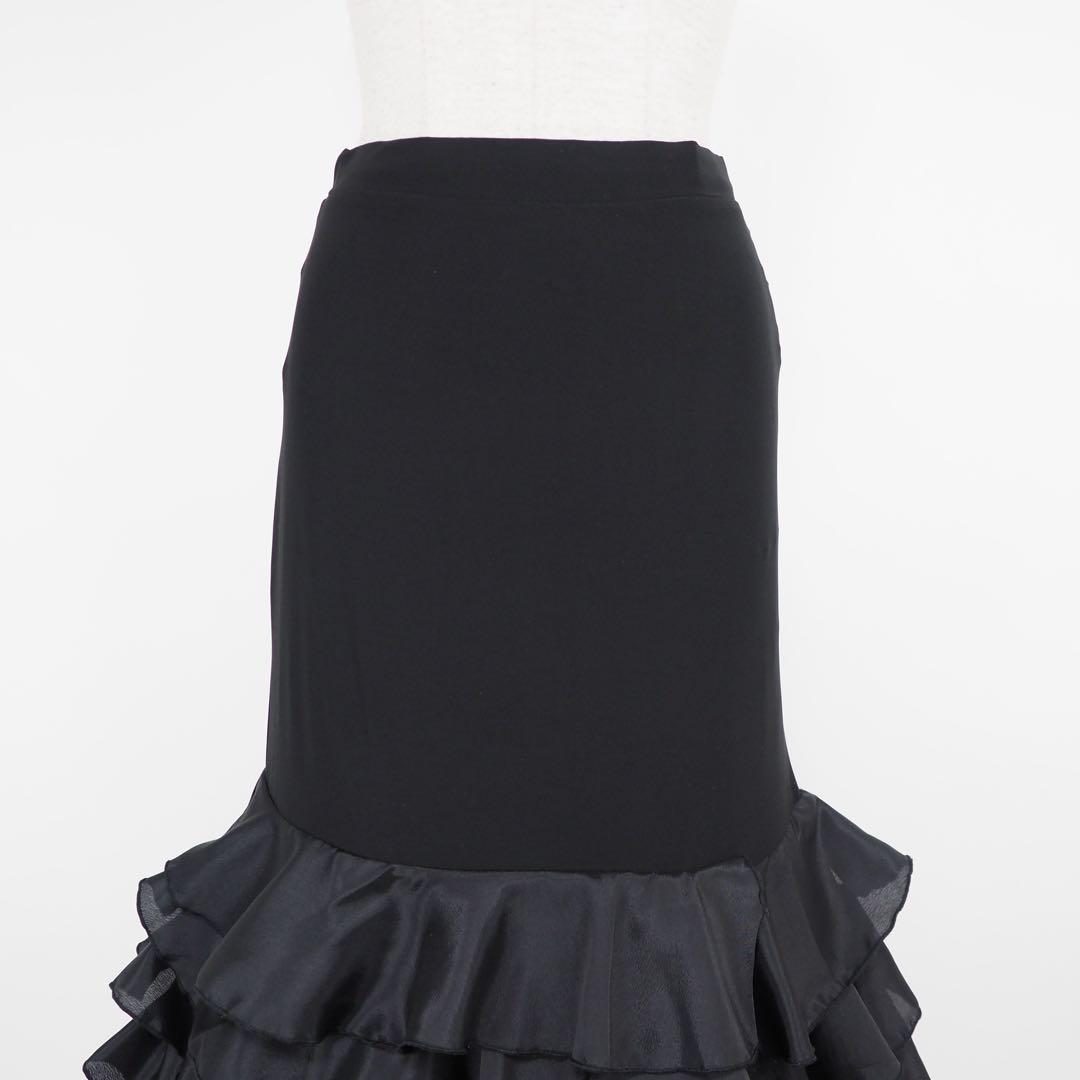 フラメンコ　ファルダ　※訳あり　新品　黒　レッスンファルダ　フラメンコ衣装