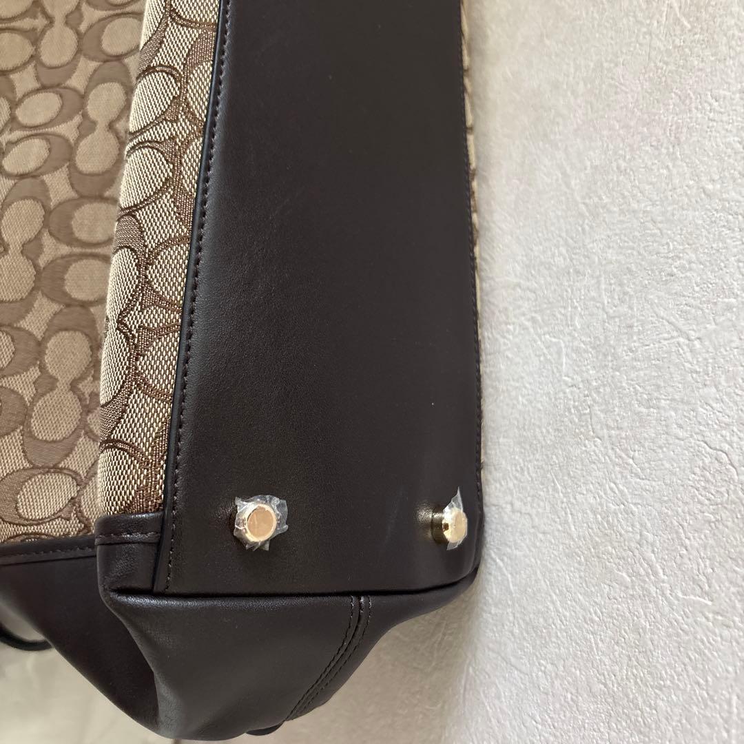 【美品】coach / イーディー /シグネチャージャガード　茶色