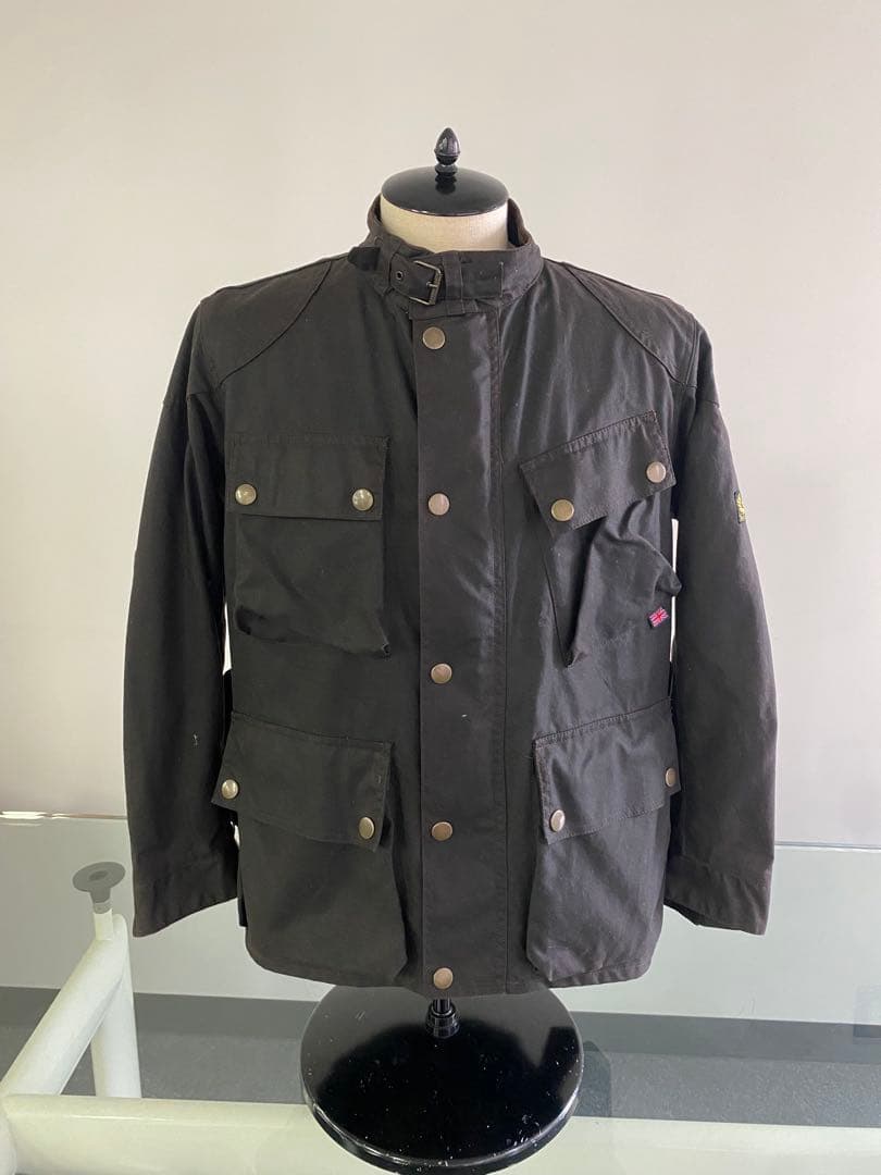 Belstaff オイルドジャケット 黒ブラウン 4ポケット