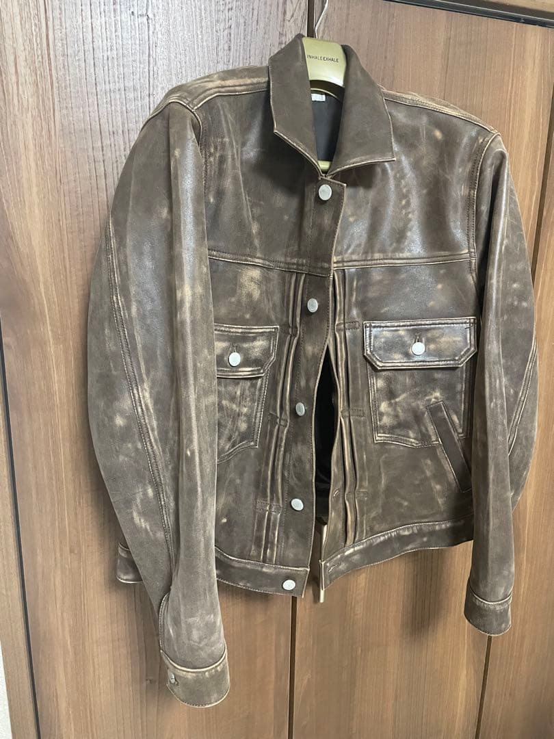 YOKEヨーク Cracked Leather Trucker Jacket 2