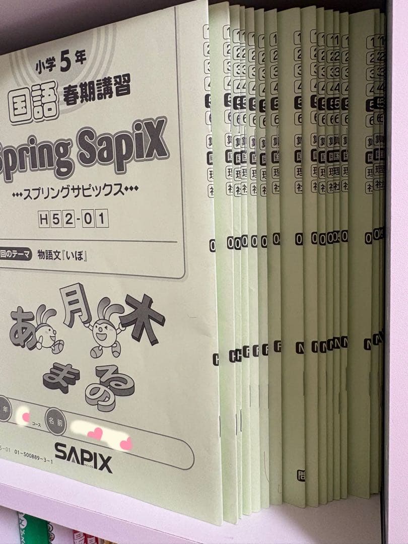 SAPIX 5年国語　平常授業と季節講座テキスト ディリーチェックプリントおまけ