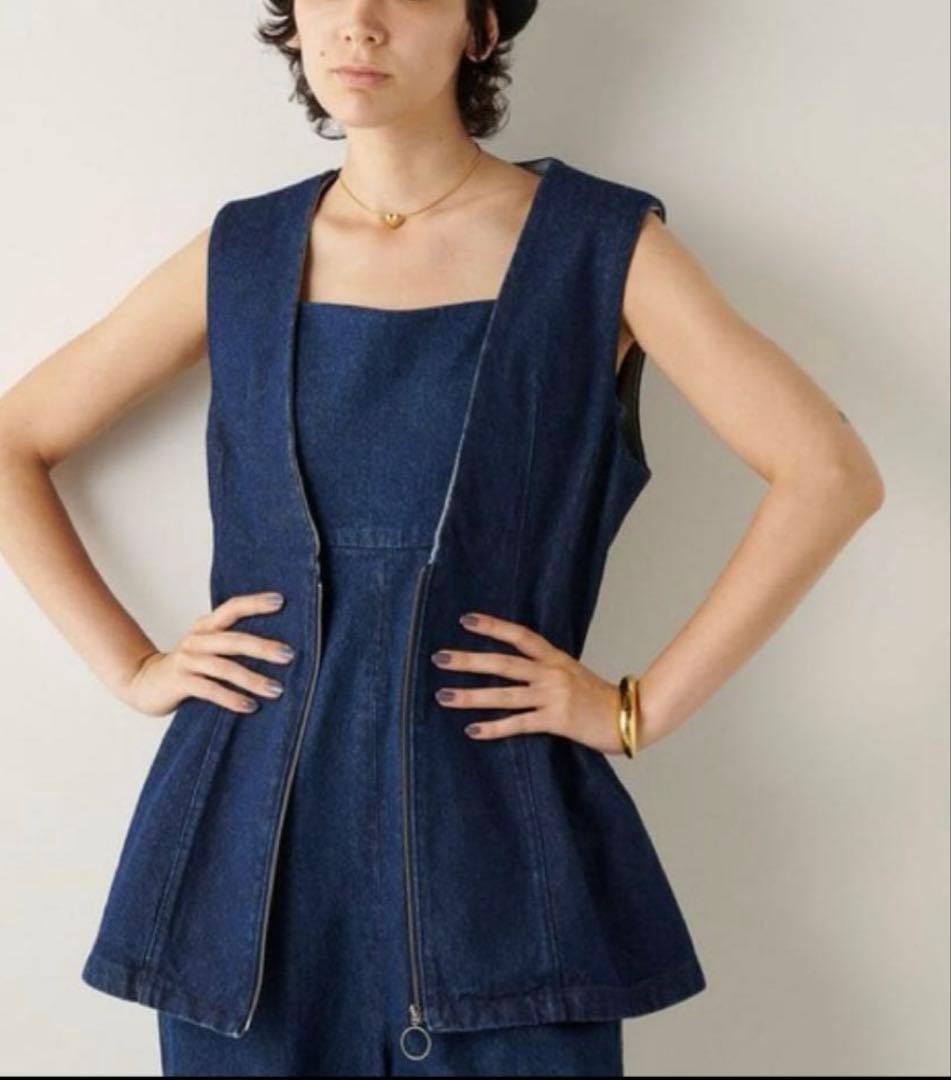 Whim Gazette デニムペプラムジレベ ストジップアップフリ-美品