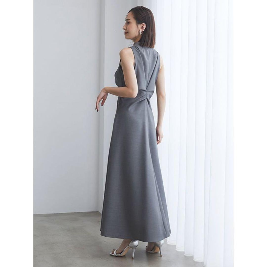 【美品】anuans ツイストギャザーワンピース GREY 24SS M
