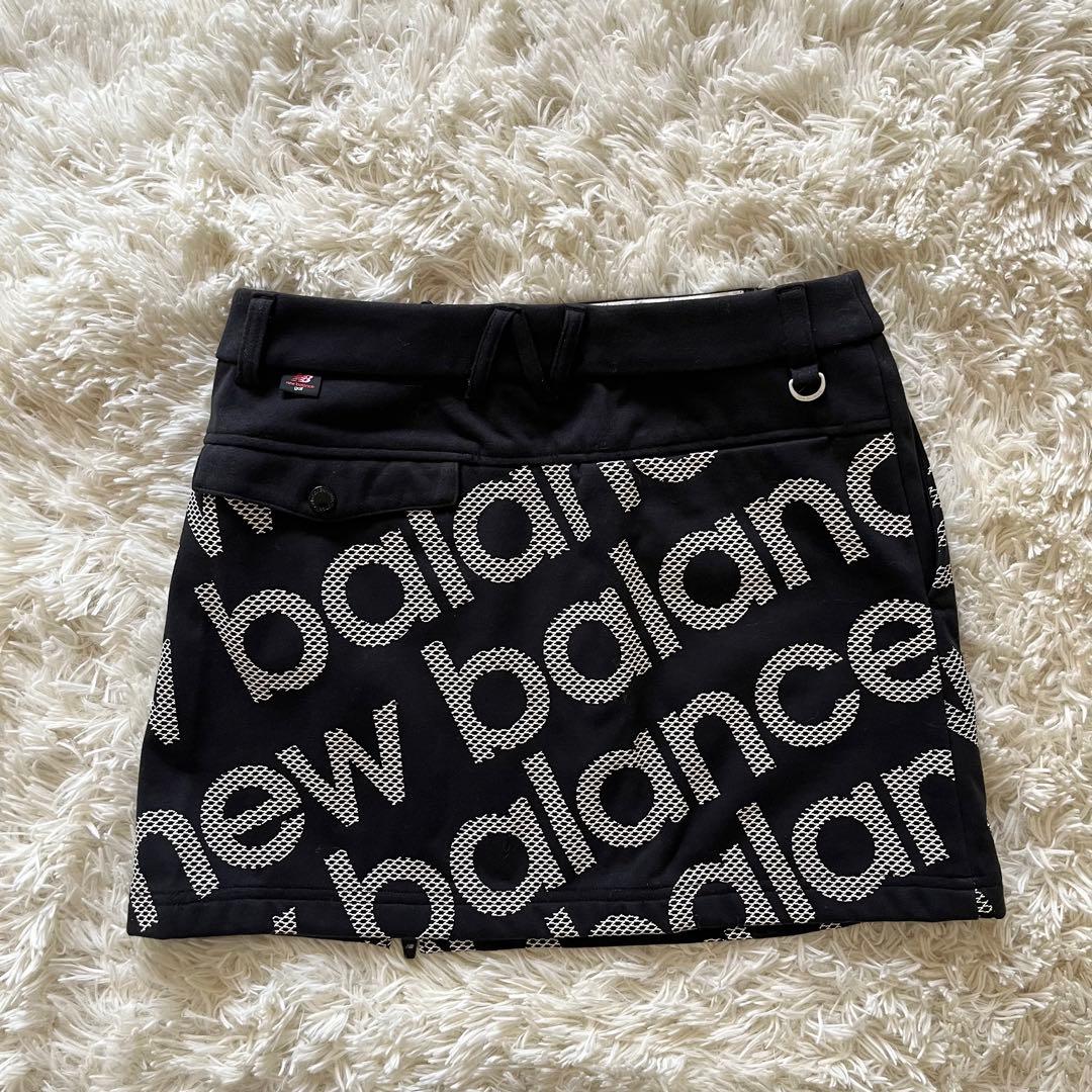 美品 New Balance ゴルフ ロゴ総柄スカート 1 黒