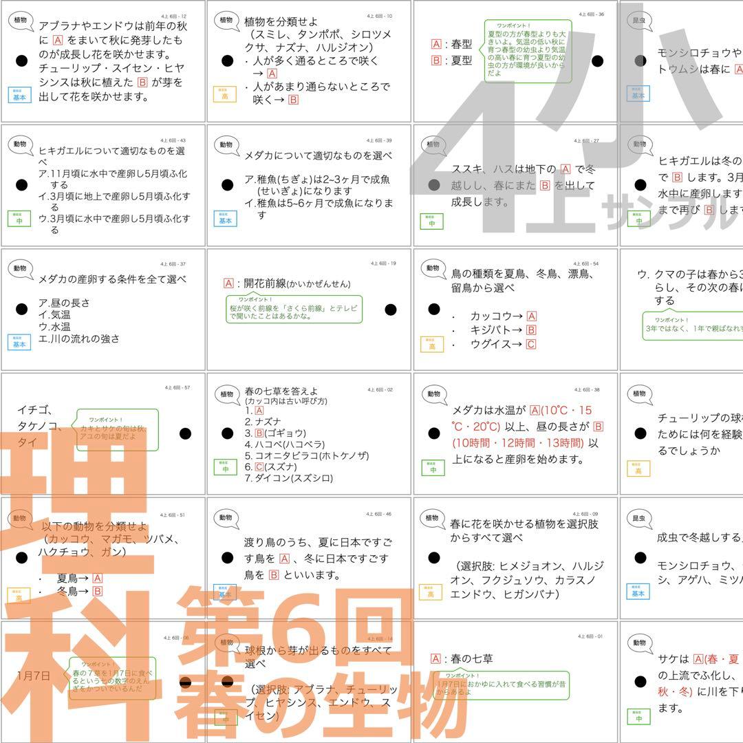 中学受験 暗記カード【4年上 社会・理科 6-19回】組分けテスト対策 予シリ