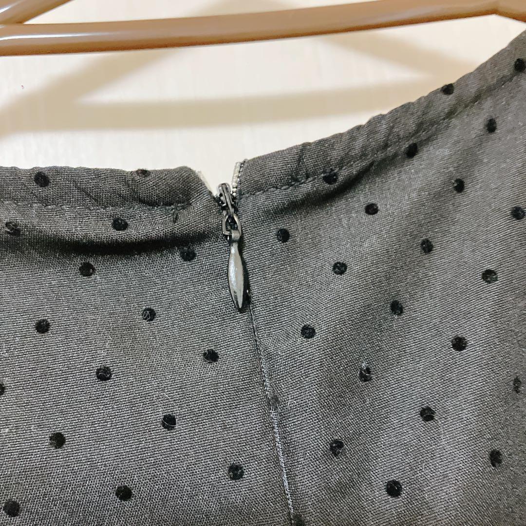 Fit more フロッキードットティアードワンピース　ロング　ブラック