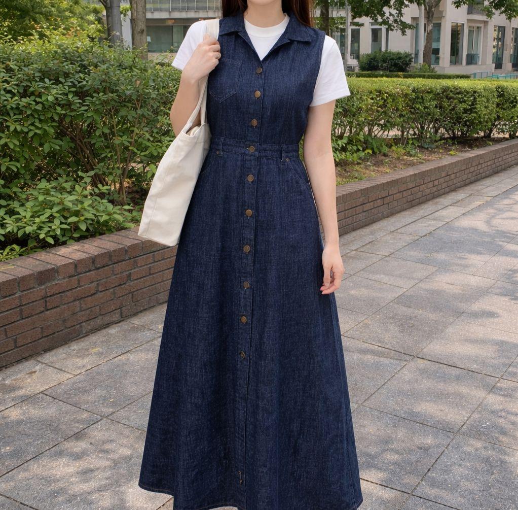 【入手困難】ロンハーマン 近年モデル ノースリーブ デニムロングワンピース XS