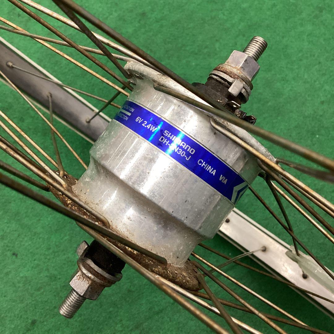 ステンレスリム　前輪　24x1-3/8 タイヤ付　ハブダイナモ　J2端子