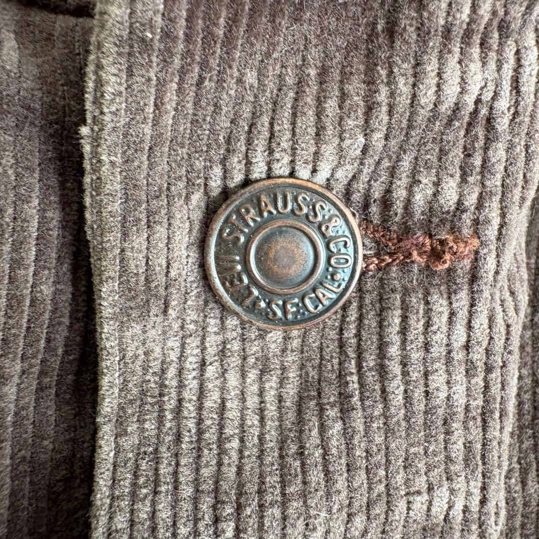 70sフランス製Levi’sコーデュロイジャケット白タブ 小文字eブラウン3rd