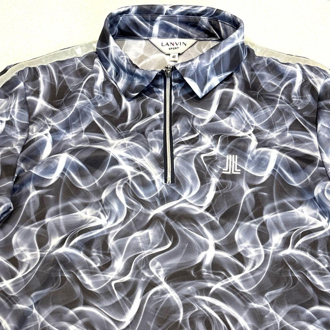 【美品/レディースL】ランバンスポール　LANVIN　ゴルフ　ポロシャツ　ジップ