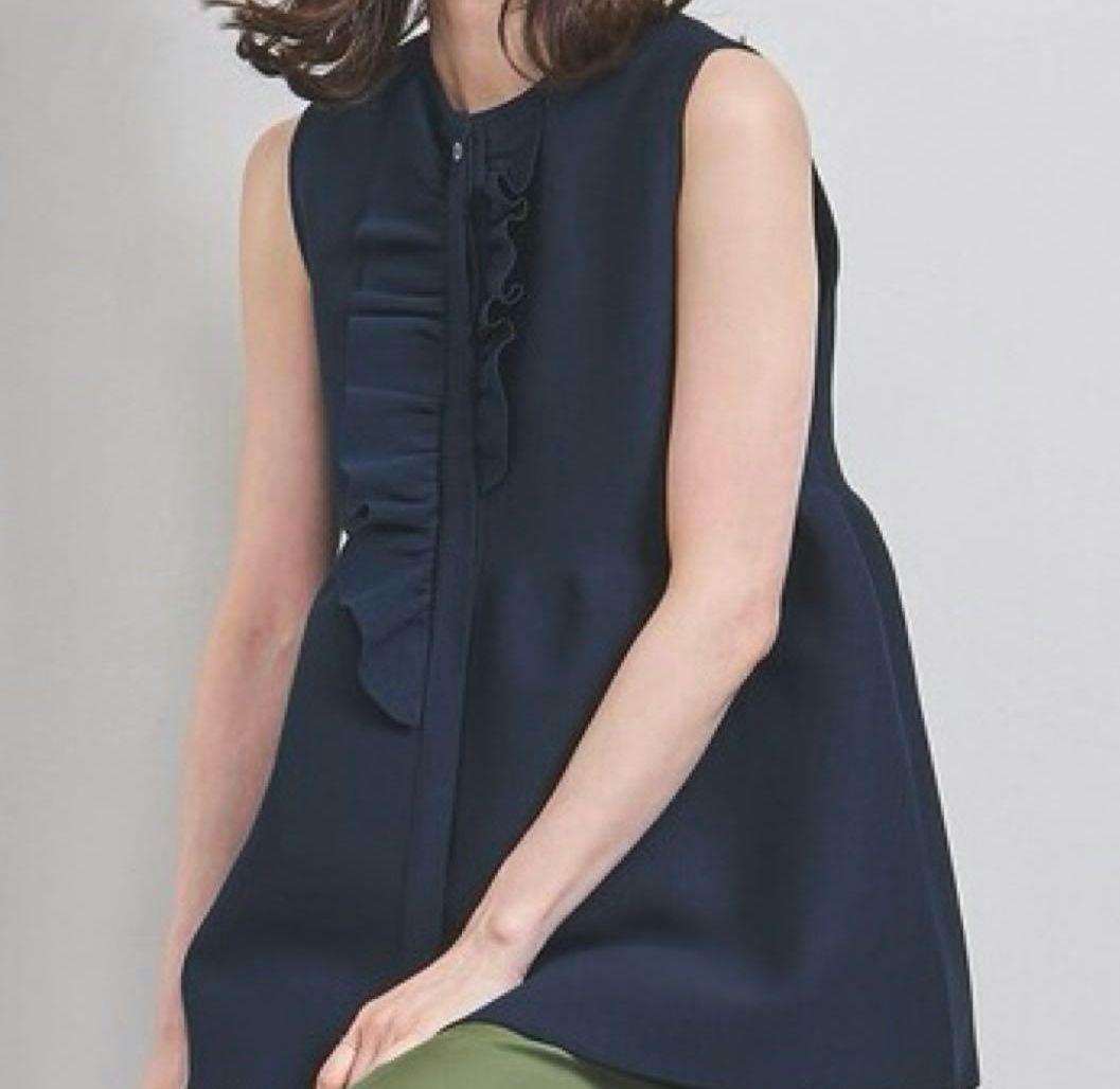 未使用⭐UNITED ARROWS⭐Pイレギュラーフリルベスト アシンメトリー紺
