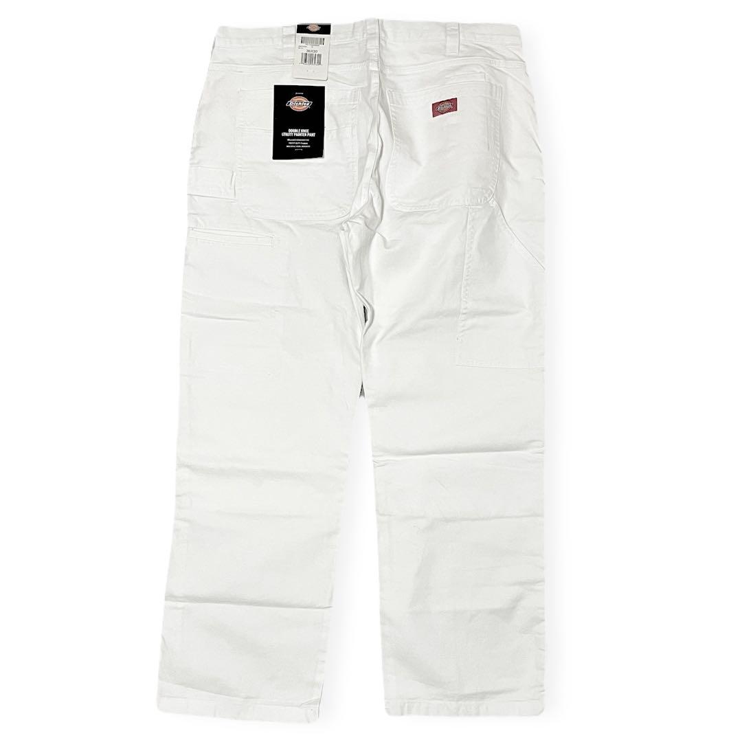 新品36x30 ホワイト DICKIES ダブルニー ペインター パンツ