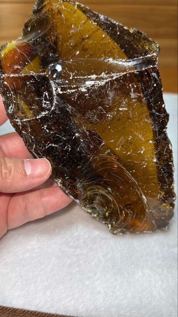 ③天然色 ジャワ島産火山性ガラス ブランデーシトリンカラー 原石かち割り約1kg