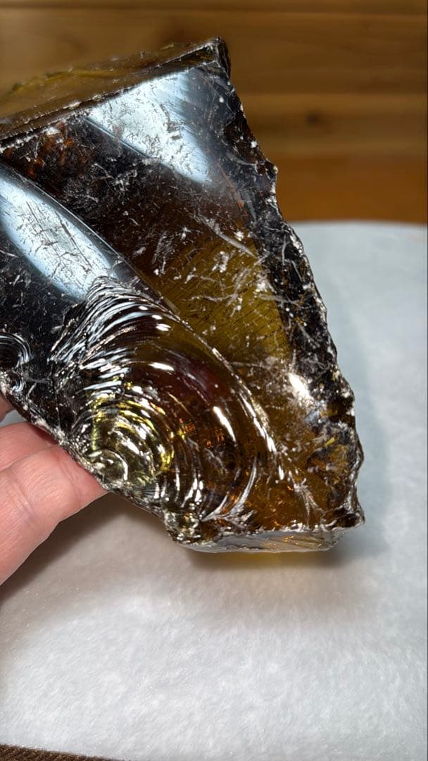 ③天然色 ジャワ島産火山性ガラス ブランデーシトリンカラー 原石かち割り約1kg